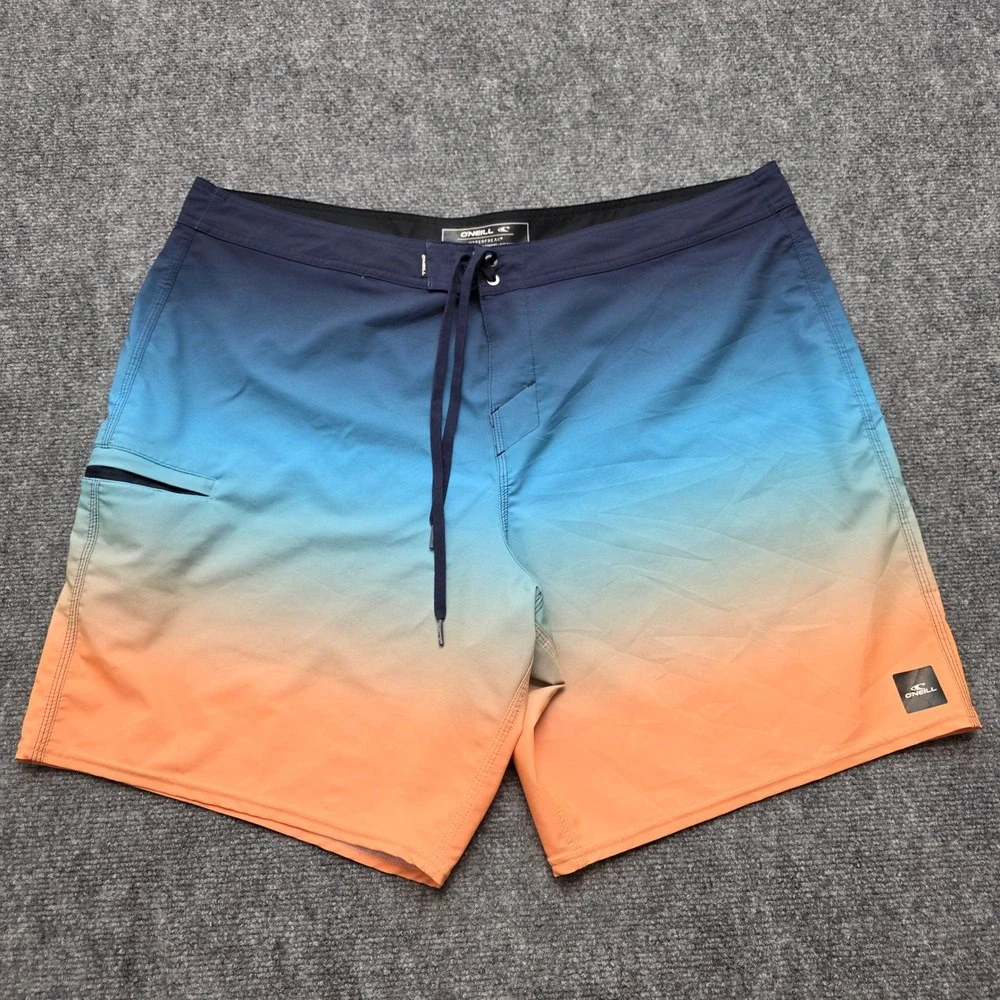 O'Neill Hyperfreak Mens Board Shorts Size 42 Blue Orange Ombre Hyperdry Stretch